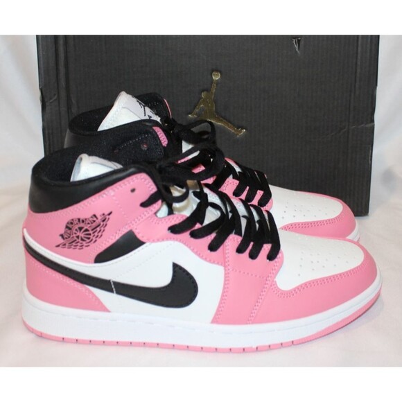 NIKE WOMEN'S AIR JORDAN I MID TOP SNEAKERS PINK BLACK NIB SZ 8.5 - Picture 1 of 7